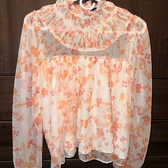 Afternoon Tea Peach Bloom Top — High Neck Ruffle Romance - Picture 2 of 11